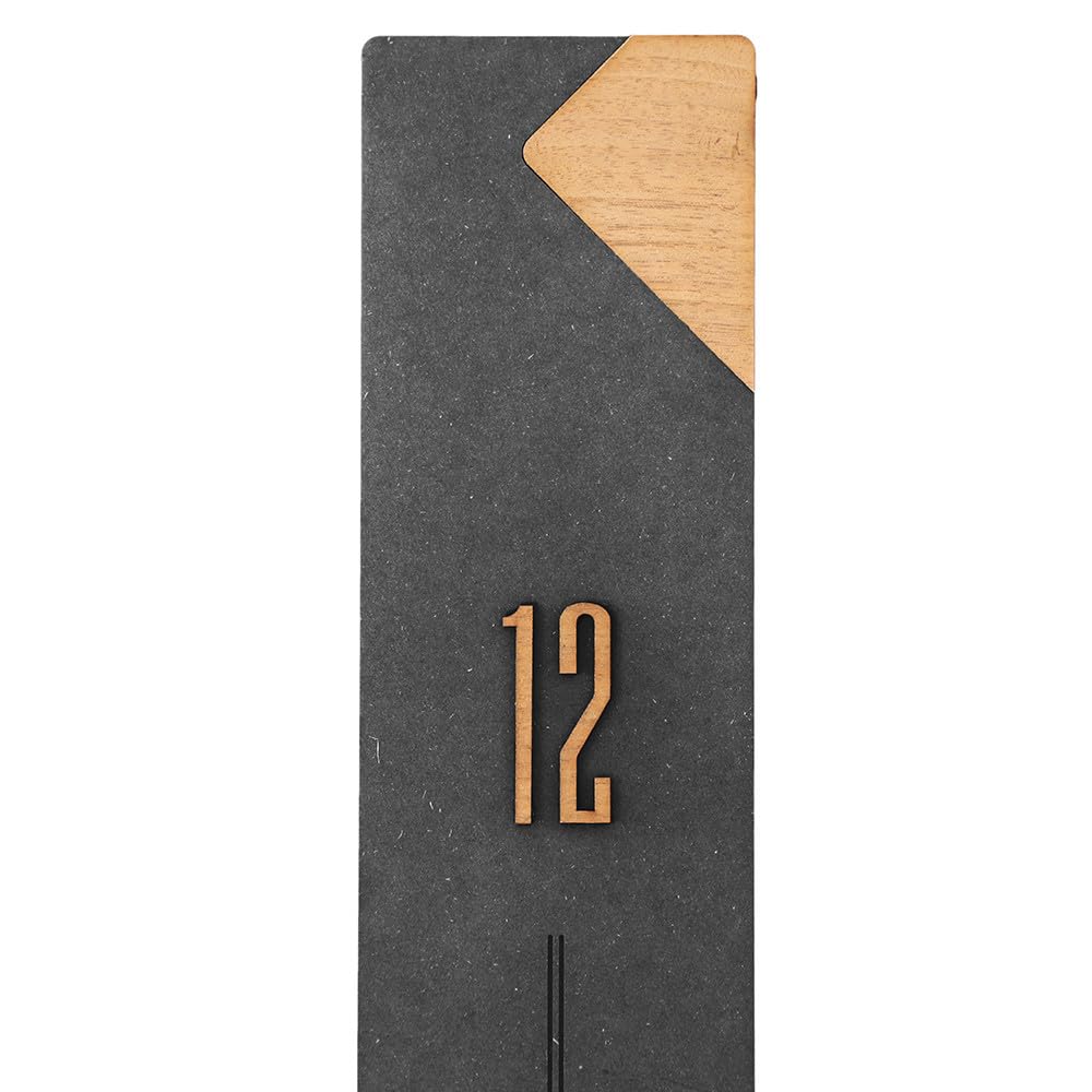 MPM Quality Reloj de Pared de Madera Clara/Negro, 105 x 555 mm, Elegante Reloj Moderno, Movimiento de Cuarzo Barrido, Reloj de Pared Original con péndulo, decoración para salón, Dormitorio, Cocina,