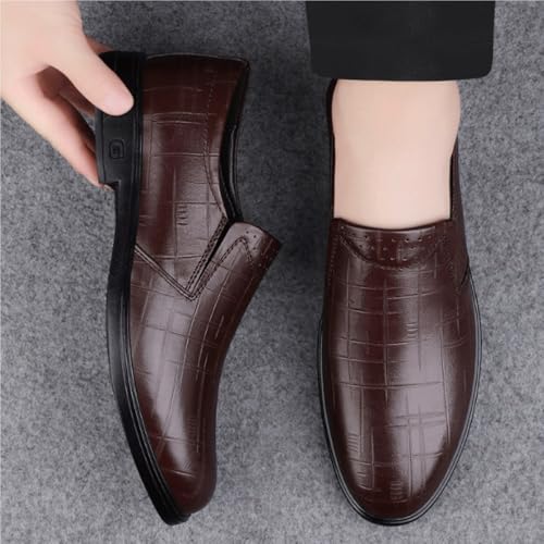 Men Leather Oxford Dress Shoes Slip On Business Casual Waterproof Soft Sole Round Toe Spring Autumn Comfortable3