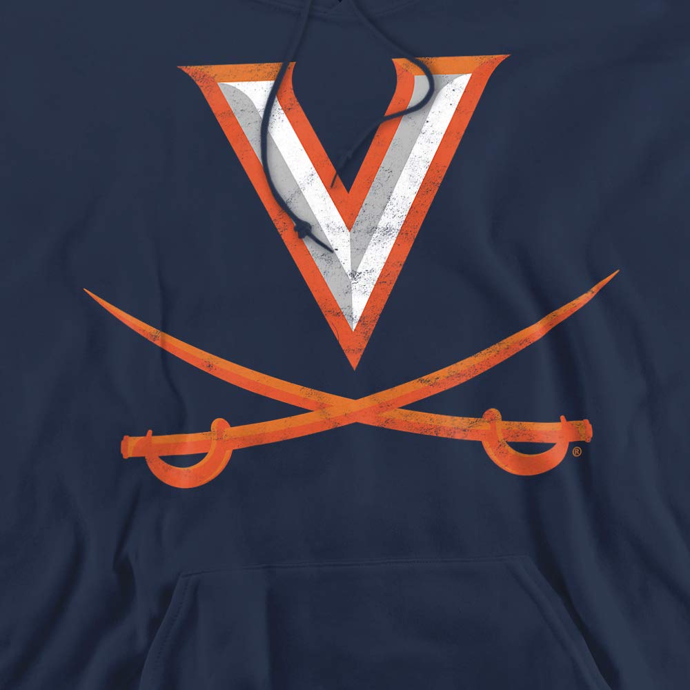 University of Virginia Official Primary Logo Unisex Adult Pull-Over Hoodie,Navy, Large