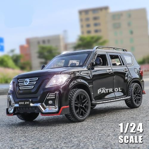 Image of 1:24 Scale Patrol Toy Car for Kids Diecast Metal Model Toy Cars with Light Sound Pullback Openable Door