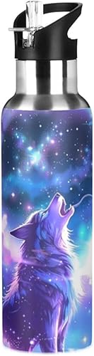 Vista 19 de Kcldeci Unicorn Rainbow Galaxy - Botella de agua deportiva de 20 onzas, tapa de pajilla, a prueba de fugas, aislamiento al vacío, botellas de agua