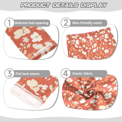 KLL Floral Pattern Cute Simple Flowers Vermilion Toddler Girls' Leggings Stretch Full Length Dance Pants Sports3