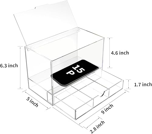 Miniatura 3 de Contenedor de maquillaje y tocador, soporte para hojas para secadora, contenedor de 2 lazos, caja de acrílico transparente para organización y