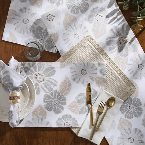 Servilletas de Tela Beige Floral Set de 4 miniatura 2