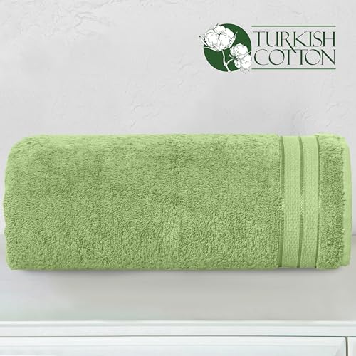 Image of Elegant Comfort Three Line Popcorn Extra Large Luxury Bath Towel - 40 inch x 80 inch inch, Premium Hotel Spa Quality 1 Piece Oversized Bath Sheet 100% Turkish Cotton Super Soft Highly Absorbent, Sage Green