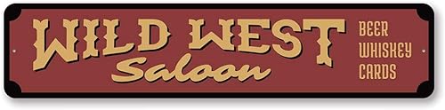 Wild West Saloon, cartel de whisky de cerveza de pub, salón de campo, Old Western, Country Life, Cowboy de aluminio, 9 x 36 pulgadas