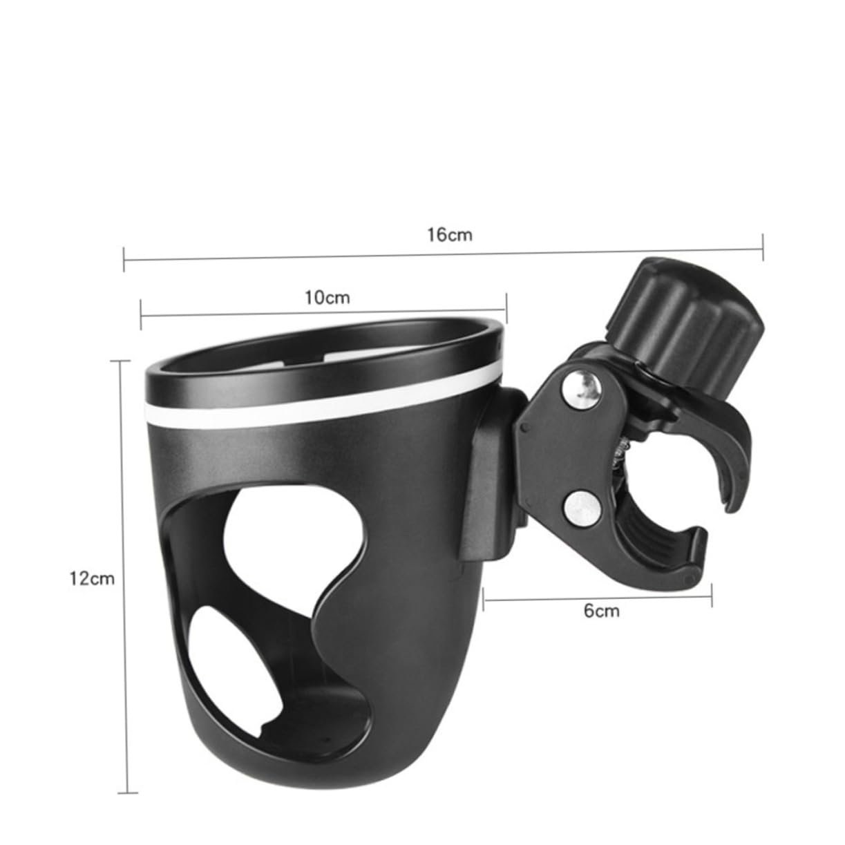 KOMBIUDA Pushchair Bottle Holder Rotatable Cup Organizer Universal Stroller Cup Holder Plastic 100mm Bottle -45mm Rod Clamp 360° Flexible No-Slip Design