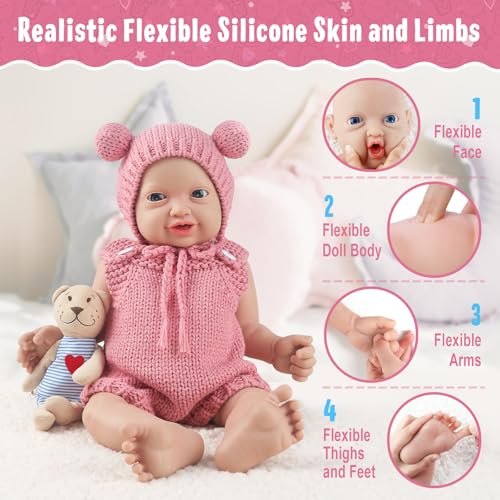 Muñeca de silicona Vollence 12 pulgadas con kit de alimentación miniatura 4