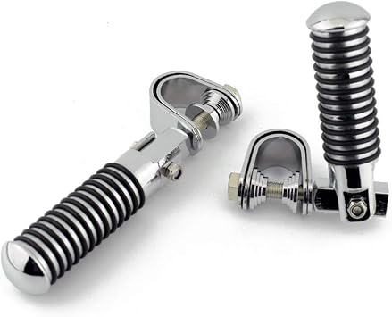 Motorcycle Footpegs Highway Pegs Adjustable Rubber Footrest 7/8 OR 1 Engine Guard Clamp Kit For Touring Road King Softail Dyna Universal (Chrome)