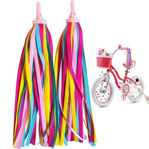 1 par de serpentinas para manubrio de bicicleta, serpentinas de bicicleta arcoíris para niños, serpentinas de borlas coloridas para niños, cintas de borlas, para niñas y niños, accesorios de scooter.