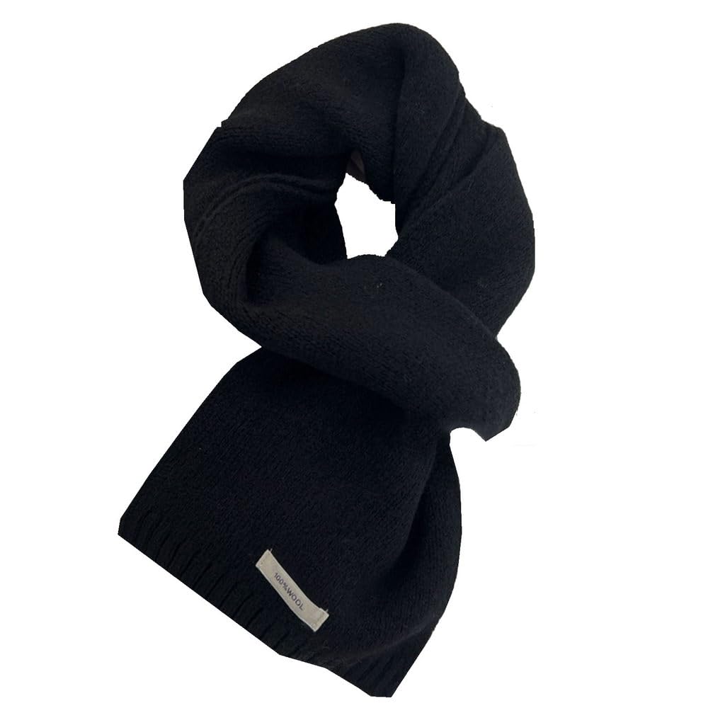 Flyhug Scarf~Wool Camel Beige Warm Knitted Scarf With Men'S And Women'S Scarves,Black