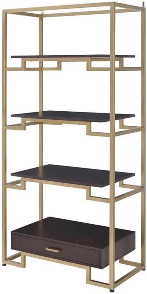 Yumia Bookshelf - - Gold & Clear Glass