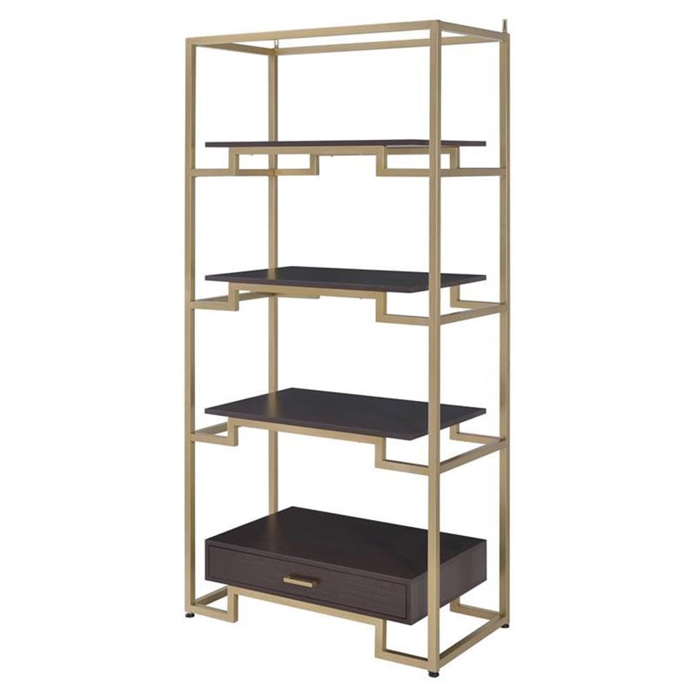 Yumia Bookshelf - - Gold & Clear Glass
