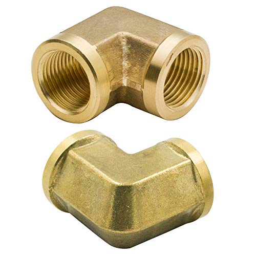 Legines Brass Pipe Fitting - Forged 90 Degree Elbow (Female), 1/8" x 1/8", 1/4" x 1/4", 3/8" x 3/8", 1/2" x 1/2", 3/4" x 3/4" (Pack of 2) (1/2)