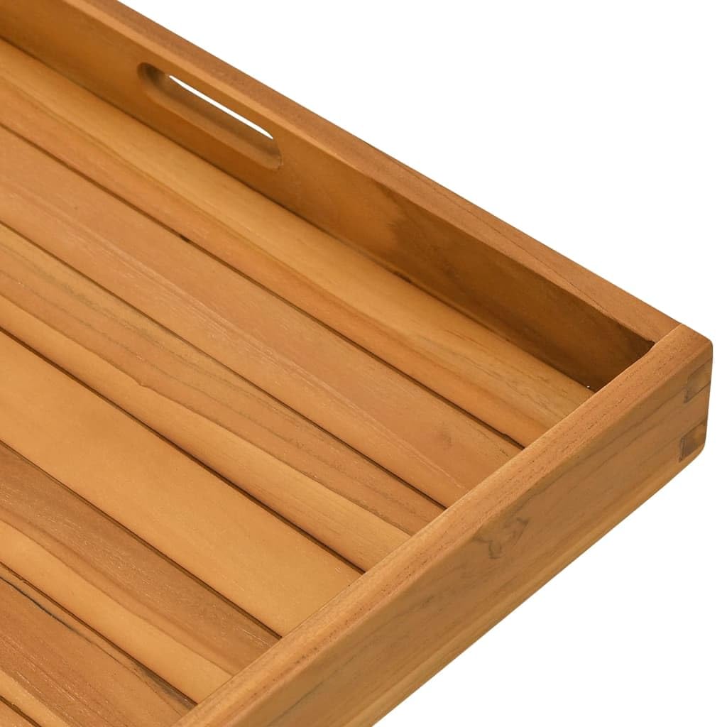Mangloder - Vassoio da portata in legno massello di teak, 60 x 60 x 7 cm, finemente levigato con manici incassati, bordi rialzati per servire, buffet, catering, cucina, sala da pranzo e feste