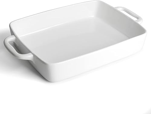 Bandeja para hornear rectangular, bandeja para horno, sartenes de cerámica resistentes para pasteles, lasaña, banquetes y uso diario, 3.6 cuartos de