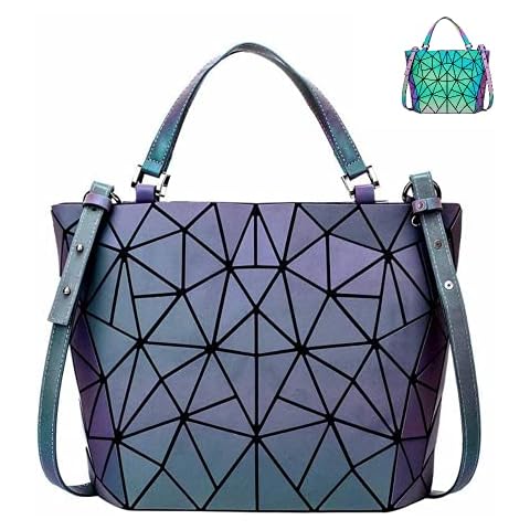Women Geometric Luminous Backpack Handbag Fashion Shoulder Bag Lingge Flash Travel Rucksack, A-luminous5, OneSize Cover