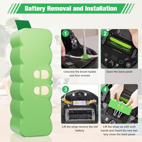 Image of Upgrade 6.4Ah 14.4V Battery Replacement for iRobot Roomba R3 500 600 700 800 900 Series 510 531 535 540 550 552 560 570 580 595 620 650 660 760 770 780 790 Vacuum Cleaner Battery
