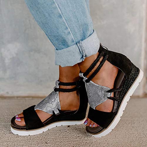 Masbird Sandals For Women Casual Summer,Sandals For Women Casual Summer Comfy Zipper Flat Sandals Beach Travel Sandals Shoes Women S Sandals Flip Flops Black #TOP1