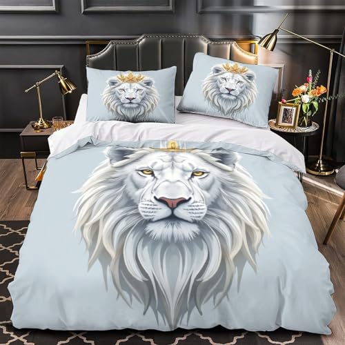 Housse de couette lion 3D microfibres super king 260x220 - 4