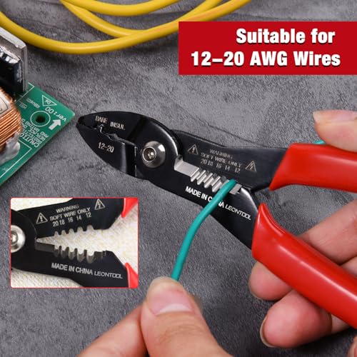 Image of 4-in-1 Multi Purpose Electricians Pliers, 7 inch Compact Wire Stripper | Wire Stripper Cutter Crimper Gripper, Cr-V Steel, Professional Crimping Tool, for 12-20 AWG Insulated & Non-Insulated Wires