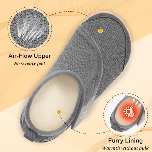 relxfeet Women's Wide Width Slippers Adjustable Diabetic Shoes Non-Slip Indoor Outdoor House Shoes for Swollen Feet Bunions4