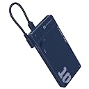 Portronics Luxcell Uno 10K 10000 mAh 22.5W Fast Charging Power Bank with Detachable Type C Cable, Ultra Slim Power Bank with Mach USB-A Output, Type C PD Output, Type C Input, Wake Up Button(Blue) gallery image