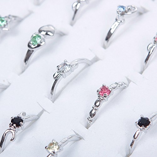 Woman Wholesale Lots 30Pcs Rhinestone Assorted Silver Plated Ring #TOP2