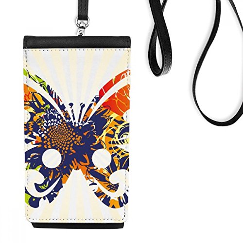 Porte-monnaie Fleurs Papillon et étui de téléphone suspendu en cuir