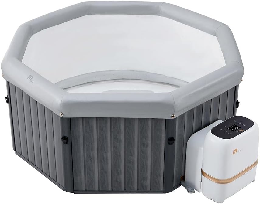 TEMPO STYLE Toscana Plus Mspa Tuscany hot tub, showing the octagonal shape and external control unit.