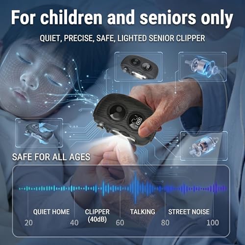 Swocky 3-in-1 Electric Nail Clipper,Adjustable Blade Opening Baby Nail Trimmer Electric,2-Speed Electric Nail File,Digital Display,Beautiful Gifts for Babies,Adults and the Elderly,Black — view 5