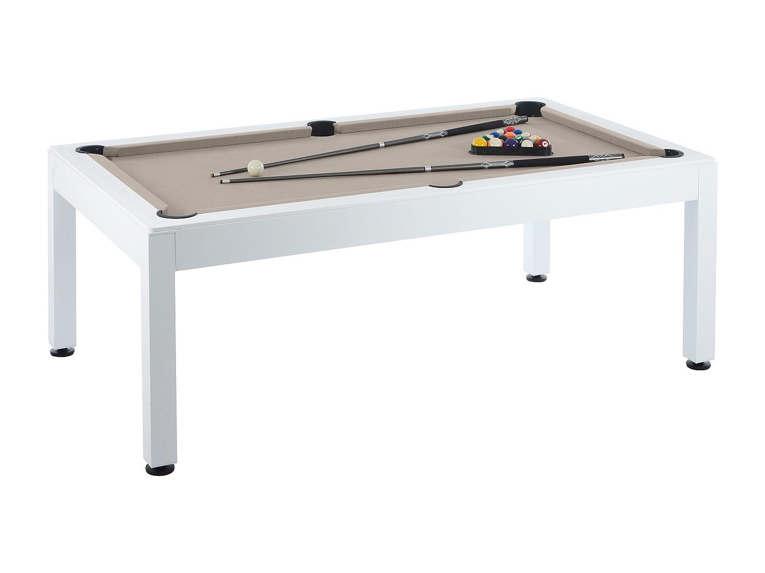 Vente-unique - Billard d'extérieur Blanc et Taupe avec Housse - L213,4 x P121,1 x 79,7 cm - STAZIO