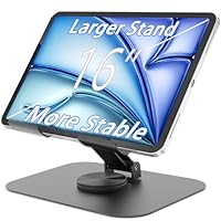 TAPMEI Larger Metal Tablet Stand, Adjustable 360° Rotation Tablet Holder Compatible with 4-16\" Tablet Such as iPad Pro, iPad Air Mini, Tab S10 Ultra