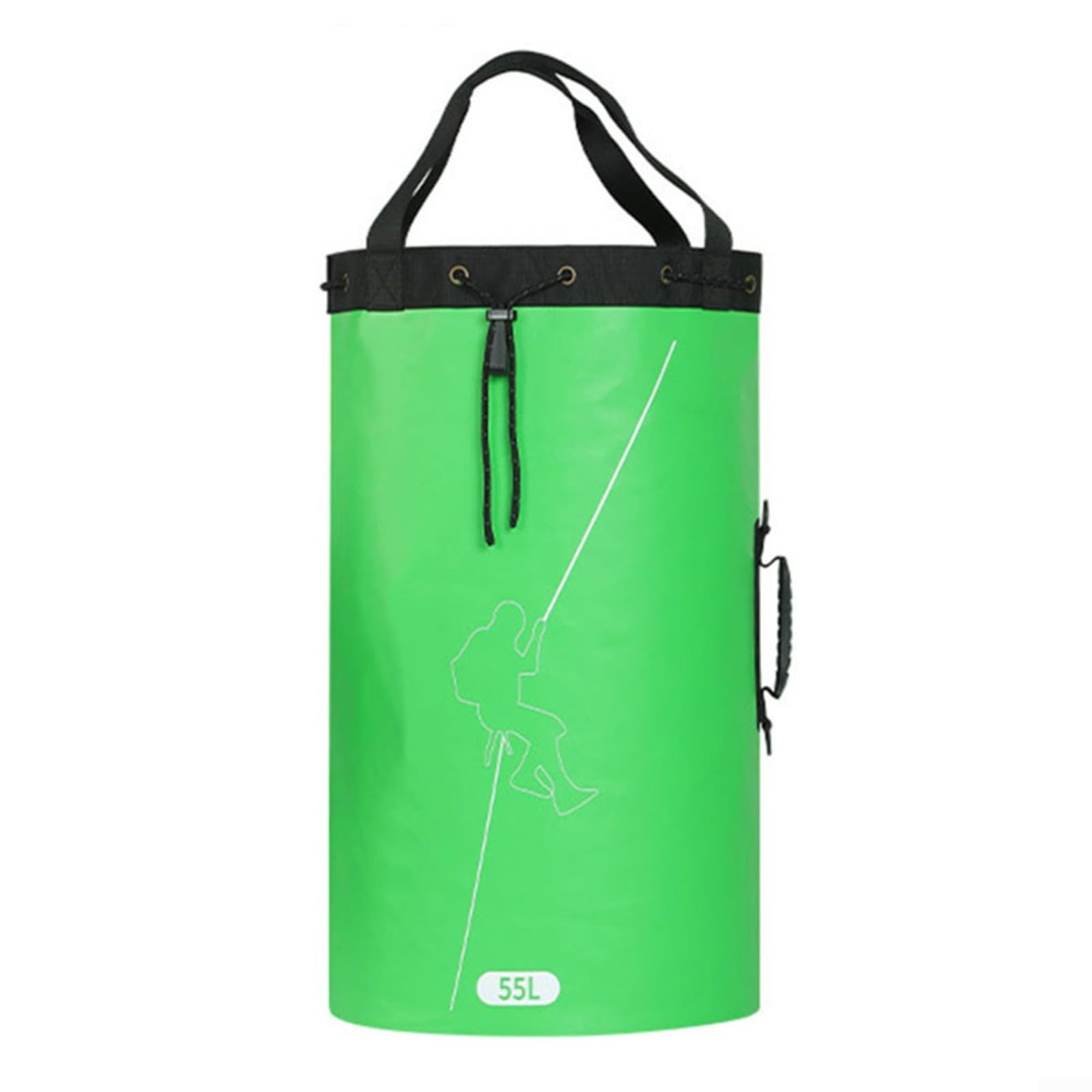 Borsa per corda da arrampicata, 55 l, impermeabile, in poliestere, con coulisse, per escursionismo, speleologia, alpinismo e arboricoltore, nero (45 l, nero)