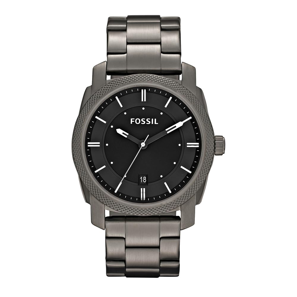 Fossil Machine Watch für Herren, Quarz-Dreizeiger-Datumswerk mit Edelstahl- oder Lederarmband