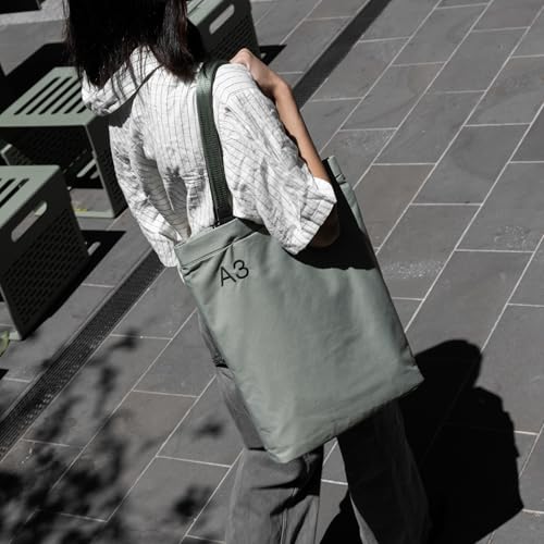 A3 Daily Tote by Memobottle - Slim Design, Padded 16” Laptop Compartment, Water-Resistant 100% Recycled Nylon Canvas - Eucalypt4