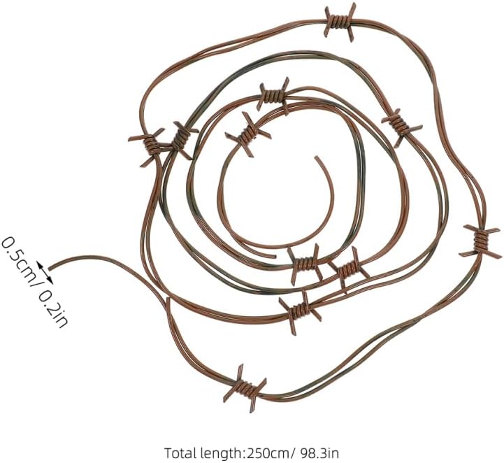PRETYZOOM Fake Barbed Wire 2.5m Set of 2 Brown Decor