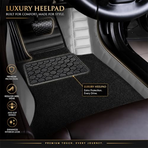 Image of Accessories 9D Combination Car Floor Mats Only Compatible with KIA Seltos (Automatic 2026 |100% Waterproof & Washable | Luxury 9D Car Foot Mats - Black XV-Greige