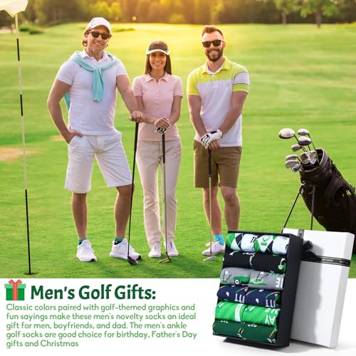 6 Pairs Funny Golf Compression Ankle Socks 15-20 Mmhg Low Cut Socks Golf Father's Day Gifts for Men Dad Grandpa 6