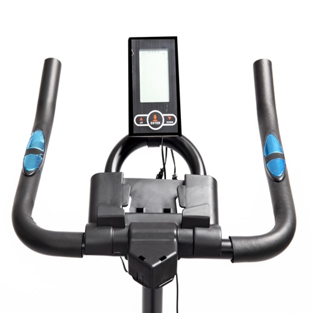 TechFit Cyclette da Camera - Bicicletta Indoor, Cyclette da Camera con Schermo LCD e Portabicchieri, Volano 15kg, Cyclette per Fitness ed Esercizio a Casa, supporto per iPad
