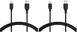 Amazon Basics Fast Charging 3A USB-C2.0 to USB-A Cable (USB-IF Certified) - 6-Foot, Black (2-Pack)