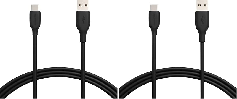 Amazon Basics Cable de carga rápida USB-C a USB-A 2.0, velocidad de 480 Mbps, certificado USB-IF, transferencia de datos rápida, para Apple iPhone 16/15, iPad, Samsung Galaxy, tabletas, portátiles, 6 pies, negro (paquete de 2)