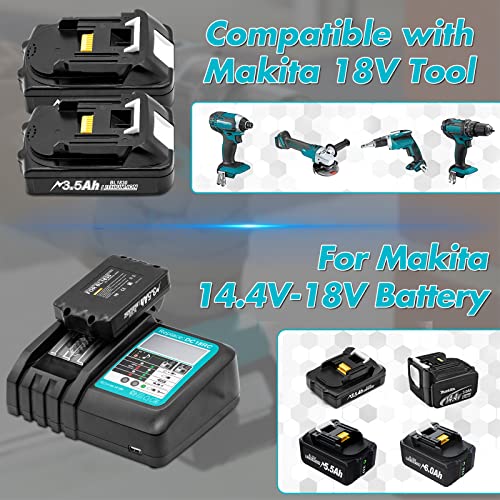 Bonadget 1Pack 3.5Ah 18V Replacement Battery For Makita And 14.4V-18V Battery Charger Combo For Makita Lxt 18Volt Battery And Charger Bl1860 Bl1830 Bl1850 Bl1815N Bl1840 Bl1830B Bl1860B Tools Battery #TOP5