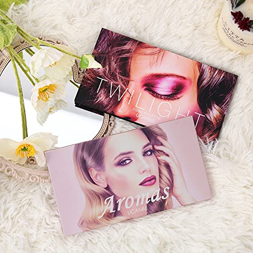 UCANBE 2Pcs Twilight Dusk + Aromas Nude Eyeshadow Palette Makeup Set, Matte Shimmer Glitter Pressed Pearl All Highly Pigmented Blending Powder, Natural Velvet Texture Eye Shadow Kit