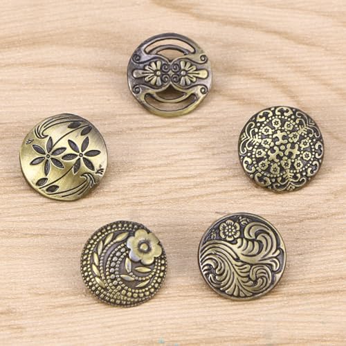 Boutons ronds vintage en alliage de zinc pour mercerie créative et habillement - 5
