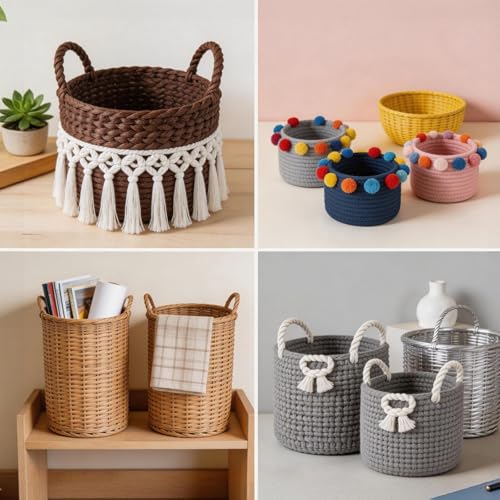 6PCS Wooden Basket Bottom, Crochet Basket Base & Basket Weaving Wooden Bases for Crochet Baskets - Round/Oval/Square/Heart Basket Bottoms for Crochet Base for DIY Craft Weaving