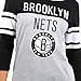 Ultra Game NBA Official Women's Raglan Baseball 3/4 Long Sleeve Shirt, Brooklyn Nets, Heather Gray, Large