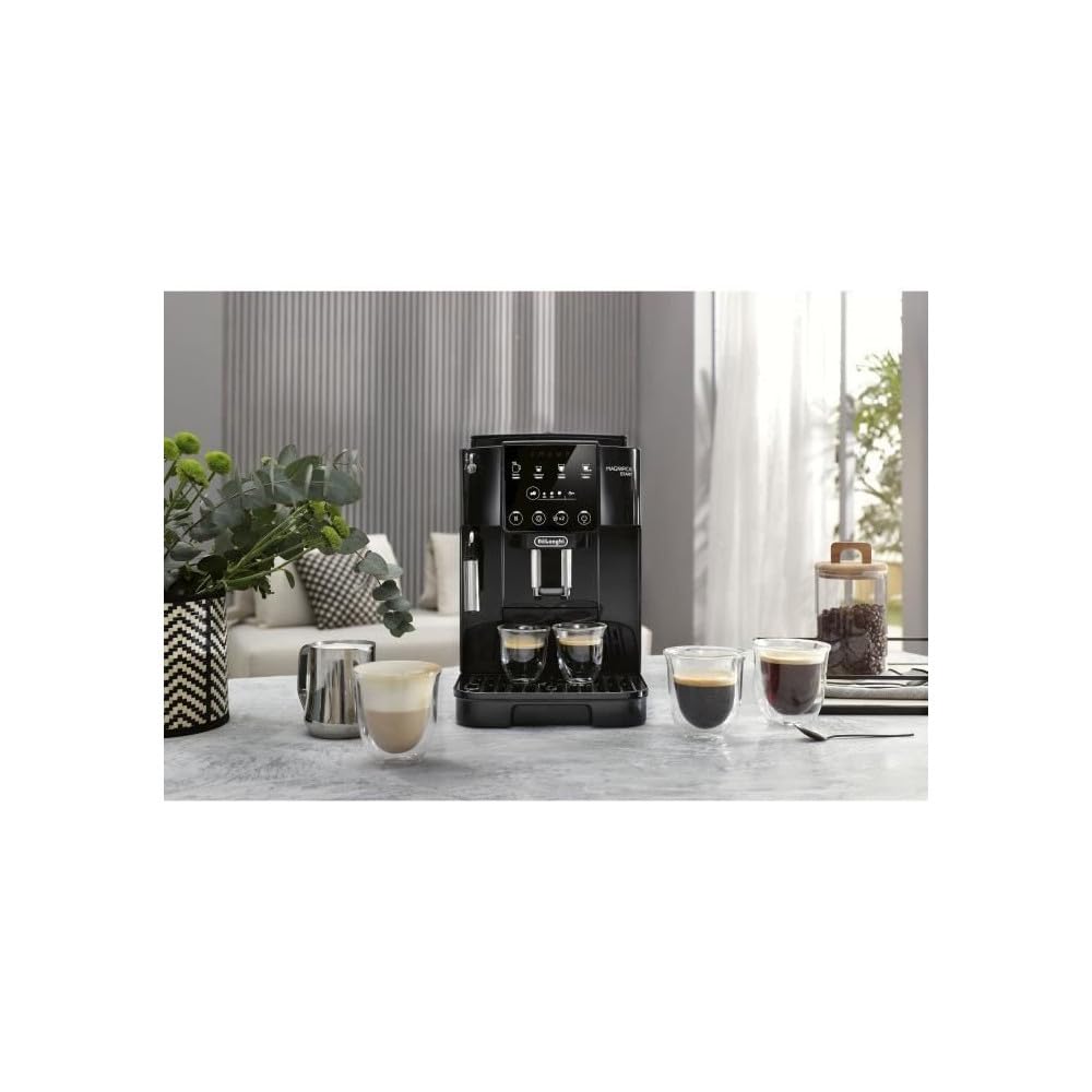 De'Longhi Magnifica Start ECAM220.21.BG, Macchina Caffè Automatica, Montalatte Manuale, Macchina Espresso dal Chicco alla Tazza, 4 Ricette One Touch, Pannello Controllo Soft Touch, 1450W, Nero/Grigio