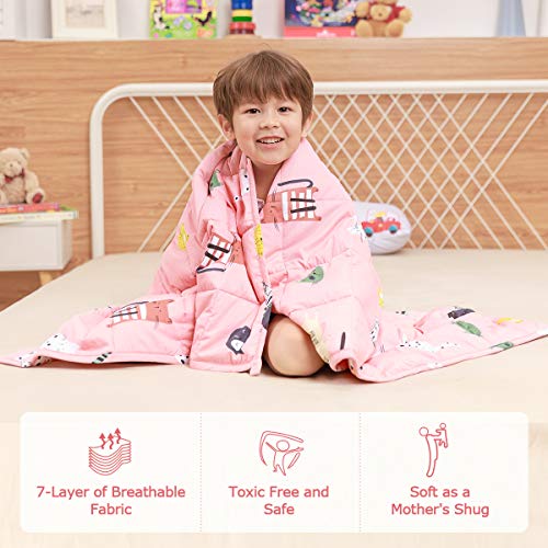 Sivio Weighted Blanket For Kids 36X48 Inches (100% Breathable Natural Cotton, 5 Lbs Heavy Blanket), Pink Cat #TOP3