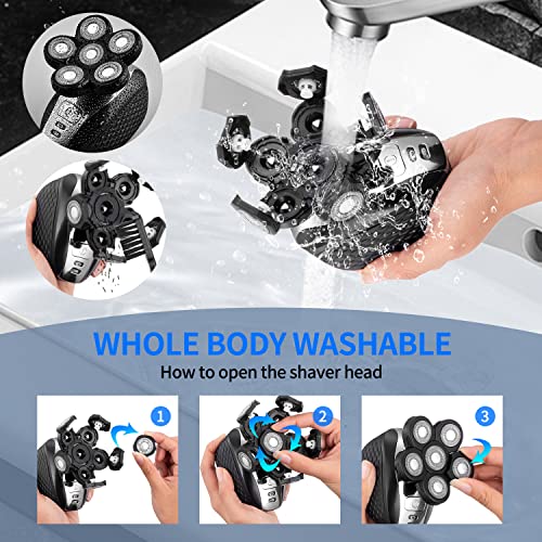 Motlata 6D Electric Shaver For Bald Men 7 In 1 Professional Mens Razors Rotary Head Shavers Waterproof Bald Shaver Rechargeable Shavers Wet & Dry Bald Shaving Grooming Cordless Balding Razor For Men #TOP6